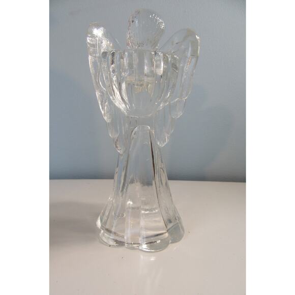 Christmas Glass Angel Holding Musical Instrument Candle Holder - Picture 4 of 7